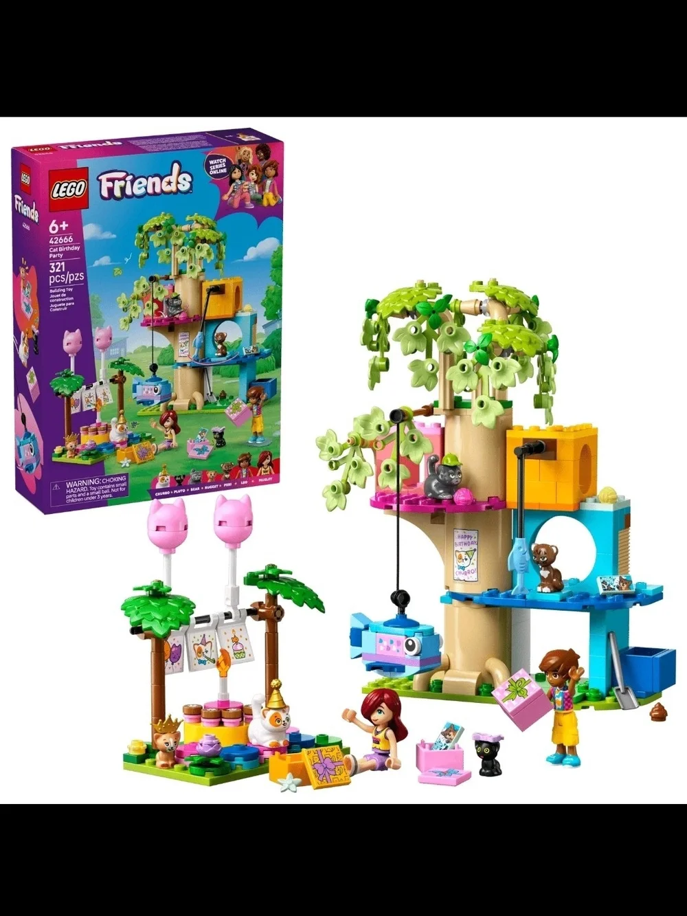 LEGO Friends Cat Birthday Party & Tree House Set (42666) - 321 PCS - NEW IN BOX